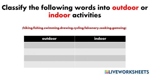 Indoor and outdoor