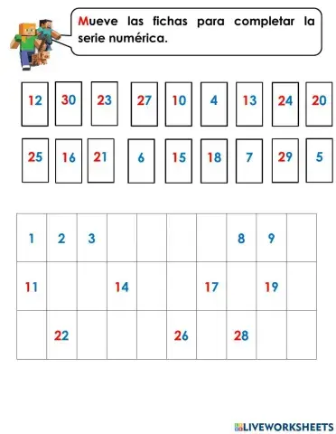 Completar serie del 1 al 30