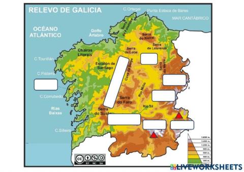Relevo de Galicia con opción múltiple