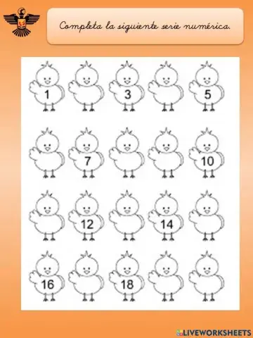 Completa la siguiente serie numérica.