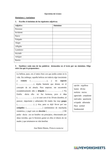 Sinónimos, antónimos