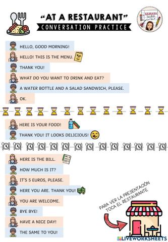 2 AT A RESTAURANT conversation practice