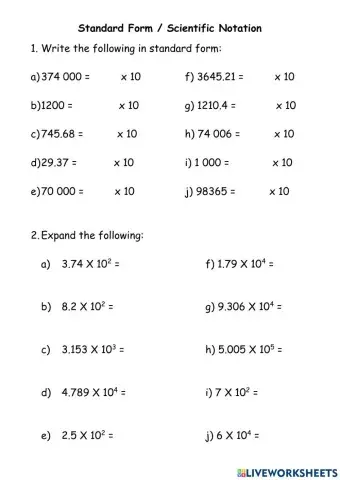 Standard Form - Scientific Notation