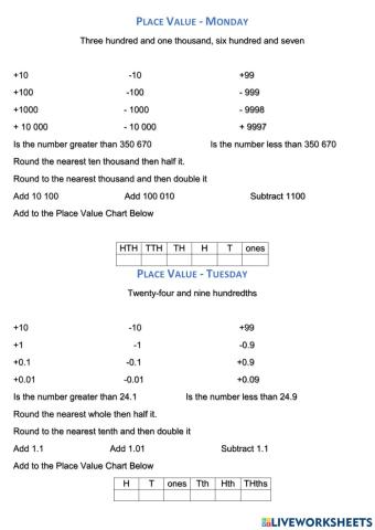 Numbers of the Week Set 4