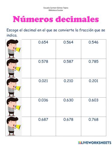 Escoge el decimal