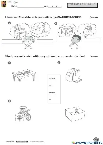 Preposition IN- ON- UNDER- BEHIND