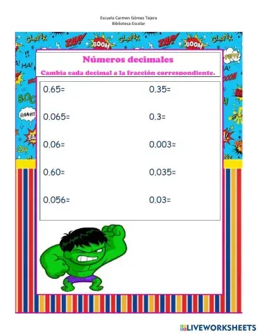 Cambiar de decimal a fracción