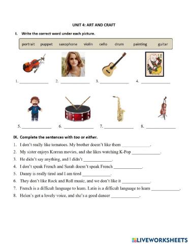 Unit 4 art and music