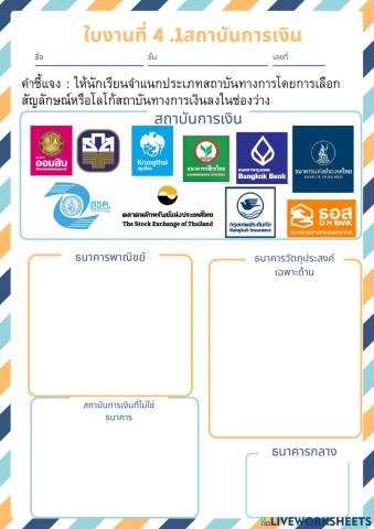 สถาบันการเงินรอบตัวเรา