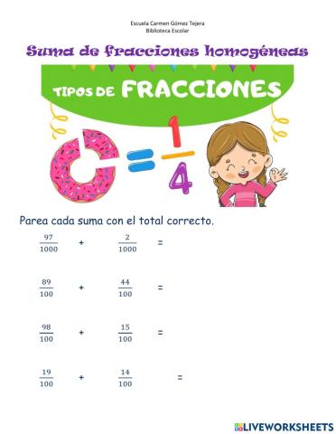 Suma de fracciones homogéneas