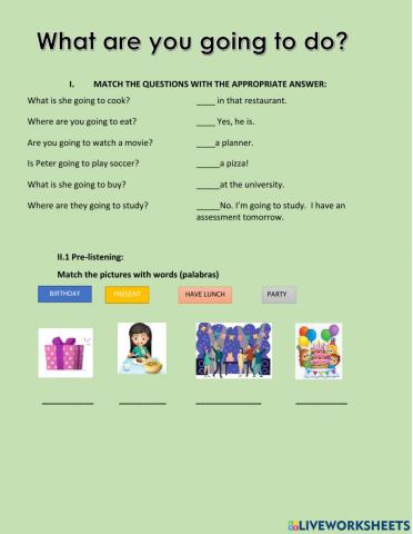 Future Plans using BE GOING TO