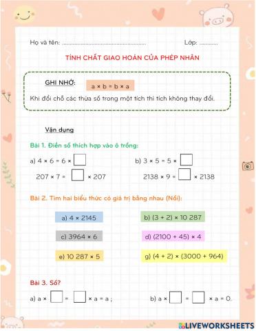 Tính chất giao hoán của phép nhân