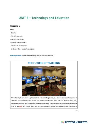 Unit 6 Reading 1The future of teaching