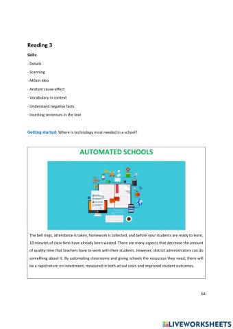 Unit 6 Reading 3 Automated Schools