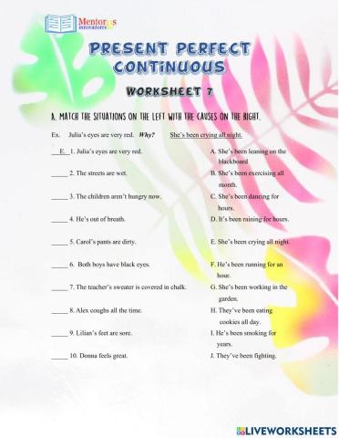 Mentores present perfect continuous
