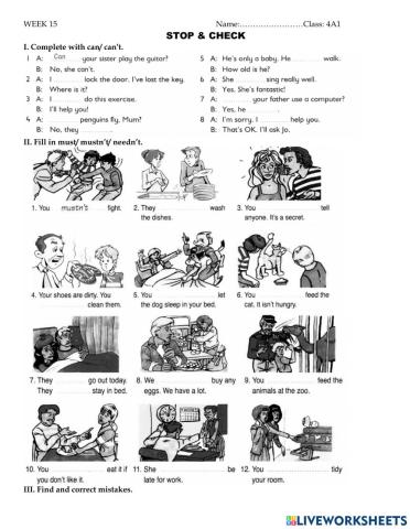 Grade 4- Mini test W15