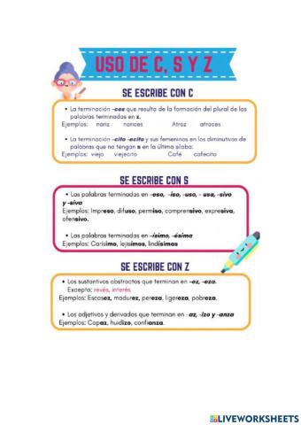 EJERCICIO DEL USO DE LA C,S y Z