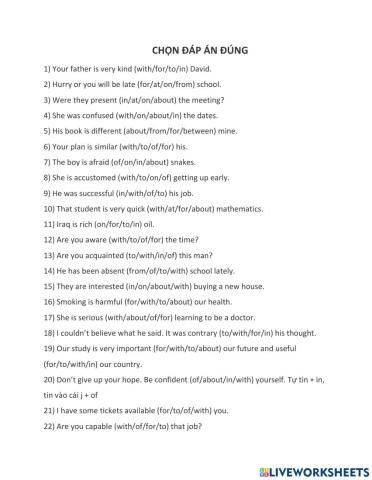 Preposition grade 12