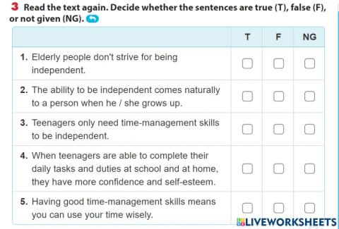 U3 - reading - true-false