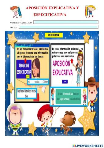 Aposición explicativa y especificativa