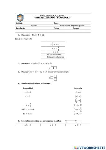 Inecuaciones de primer grado