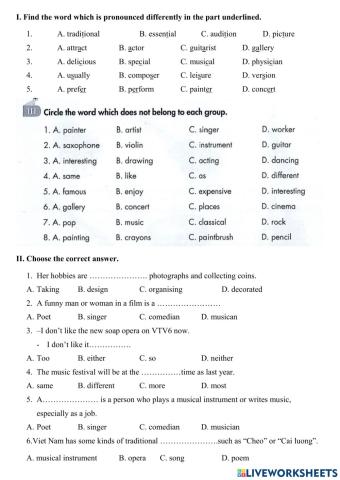 TA7 - Worksheet Unit 4 - Vocab