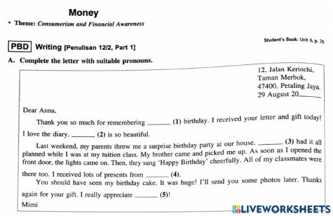 English Form 2: Unit 6 Money