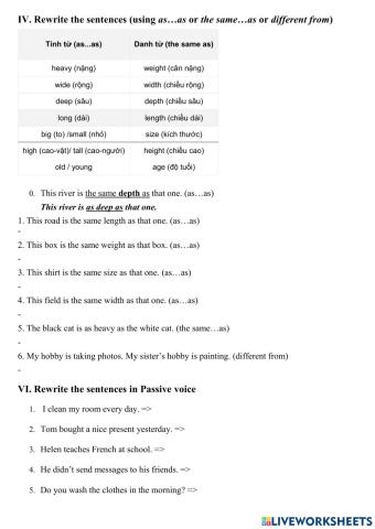 TA7 - Rewriting (the same...as, as...as, passive)