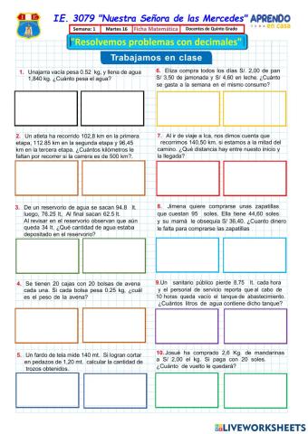 Problemas con decimales