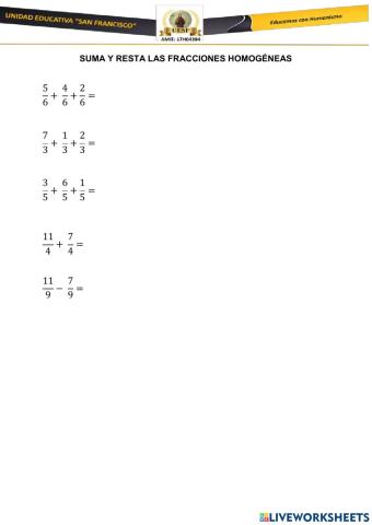 Suma de fracciones homogéneas