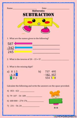 Subtraction Worksheet