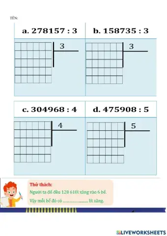 Chia cho số có 1 chữ số