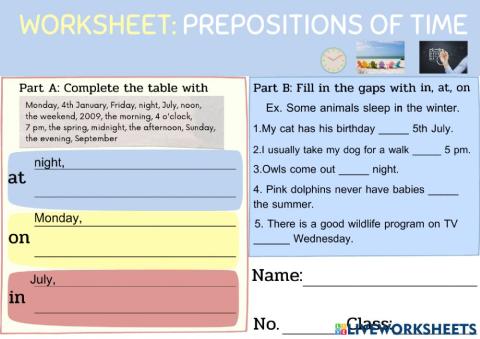 Prepositions of time