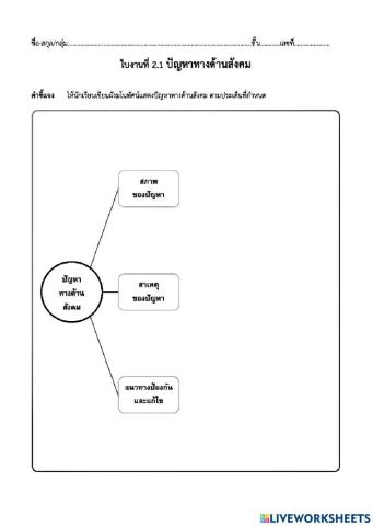 ใบงาน เรื่องที่ 1 ปัญหาท้องถิ่นของไทย