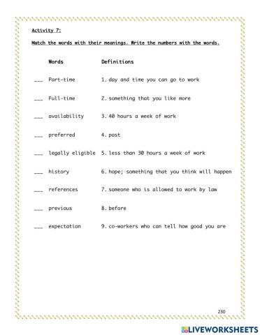 Unit 12: Job Search - Activity 7 (Vocabulary)