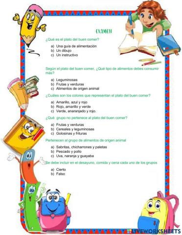 Examen del plato del buen comer