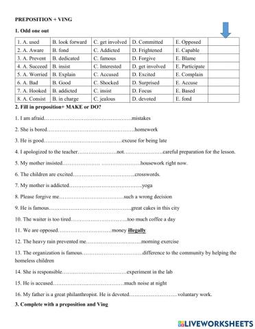 Grade 10: Preposition + Ving
