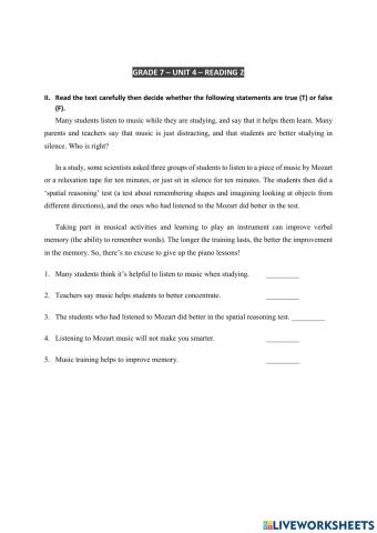 L7 - Test U4 - Reading 2