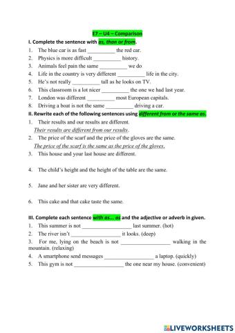Comparision - E7 - U4