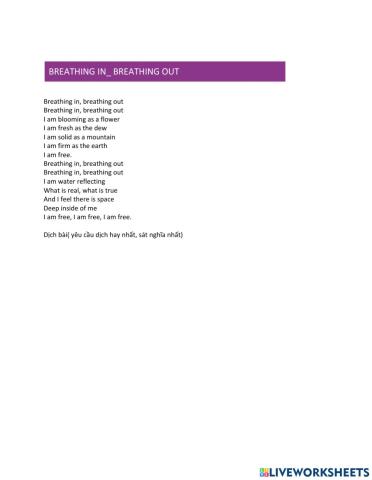 Breathing in, breathing out