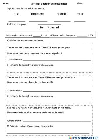 G3 addition with estimates