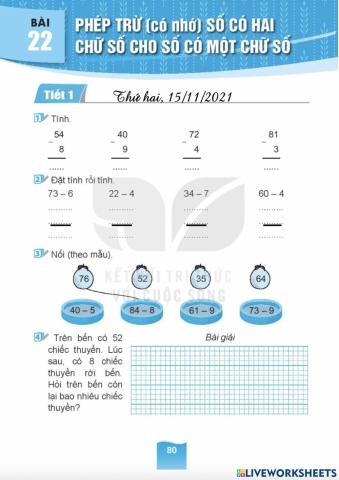Bài tập Toán tiết 1 - Tuần 12