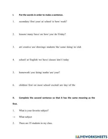 Grade 6 - rewrite sentences