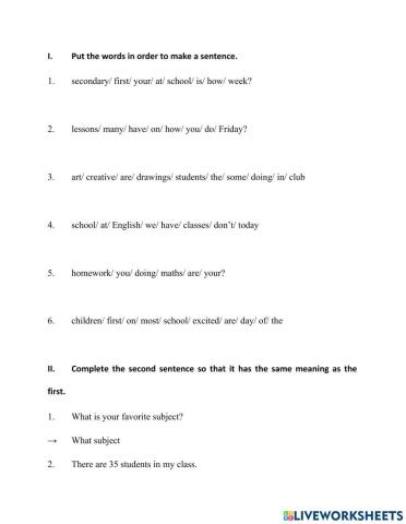 Grade 6 - rewrite sentences