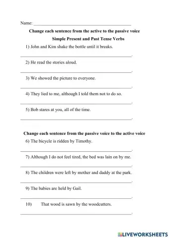 Active to Passive and Passive to Active Voice