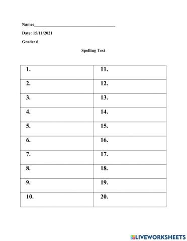 Spelling Vowel digraphs -ie , -ei and vowel pair -ei spelling test
