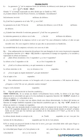 Prueba Piloto de Fc Cuadrática