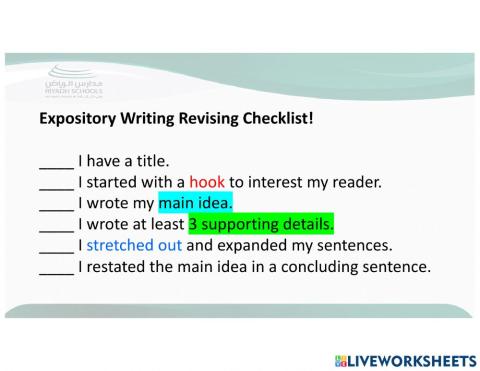 Expository Writing Checklist