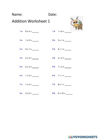 Addition Worksheet 1
