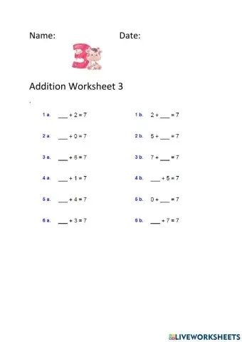 Addition worksheet 3